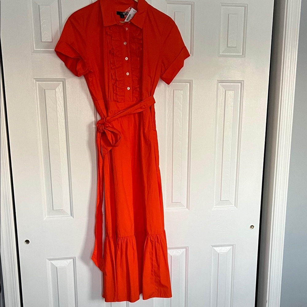 J Crew Elegant Orange Button-Up Dress; NWT